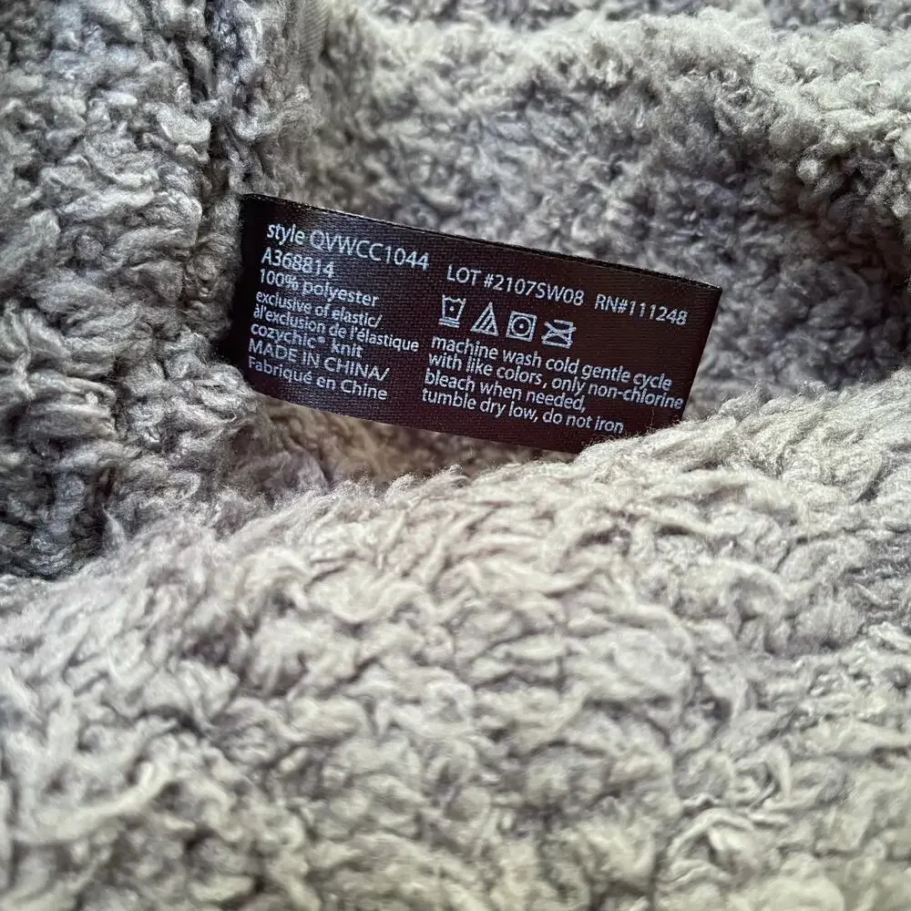 Barefoot Dreams Pom Pom Beanie and Scarf Set Cozychic Charcoal Grey NEW